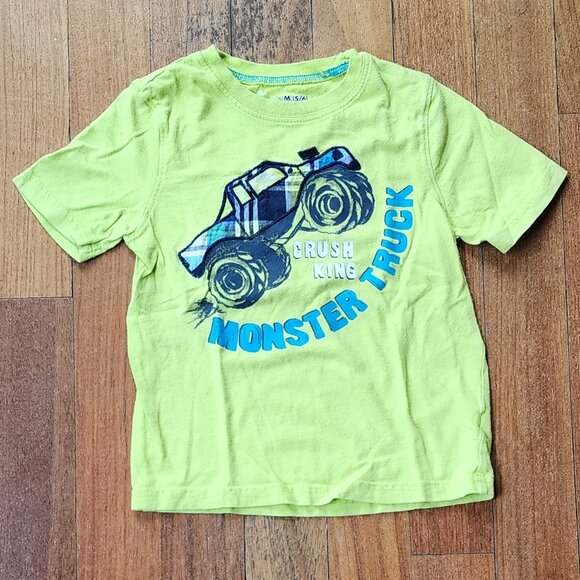 Jumping Beans Lime Green Monster Truck "Crush King" T-Shirt Size 5/6 - Picture 3 of 8